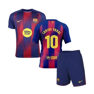 Dětské Fotbalové Dresy FC Barcelona Lamine Yamal #10 Komplet 2025/26 Champions League Domácí