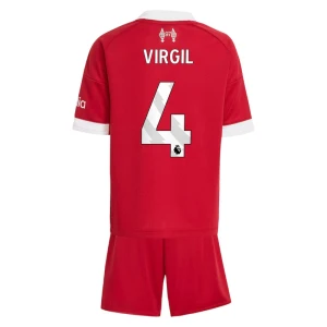Dětské Fotbalové Dresy Liverpool FC Virgil van Dijk #4 Komplet 2025/26 Domácí