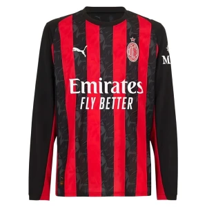 Fotbalové Dresy AC Milan Domácí 2025/26 Dlouhý Rukáv