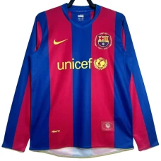 Fotbalové Dresy FC Barcelona 2007-08 Retro Domácí Dlouhý Rukáv
