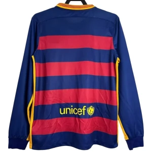 Fotbalové Dresy FC Barcelona 2015-16 Retro Domácí Dlouhý Rukáv