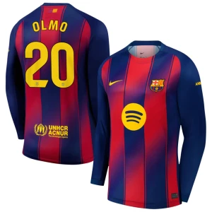 Fotbalové Dresy FC Barcelona Dani Olmo #20 Domácí 2025/26 Dlouhý Rukáv