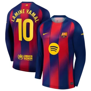 Fotbalové Dresy FC Barcelona Lamine Yamal #10 Domácí 2025/26 Dlouhý Rukáv