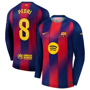 Fotbalové Dresy FC Barcelona Pedri #8 Domácí 2025/26 Dlouhý Rukáv