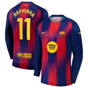 Fotbalové Dresy FC Barcelona Raphinha #11 Domácí 2025/26 Dlouhý Rukáv