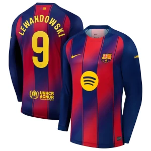 Fotbalové Dresy FC Barcelona Robert Lewandowski #9 Domácí 2025/26 Dlouhý Rukáv