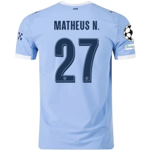 Fotbalové Dresy Manchester City Matheus N. #27 Domácí Champions League 2025/26