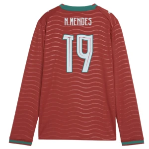 Fotbalové Dresy Portugalsko N. Mendes #19 MS 2026 Domácí Dlouhý Rukáv