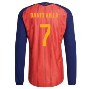 Fotbalové Dresy Španělsko David Villa #7 MS 2026 Domácí Dlouhý Rukáv